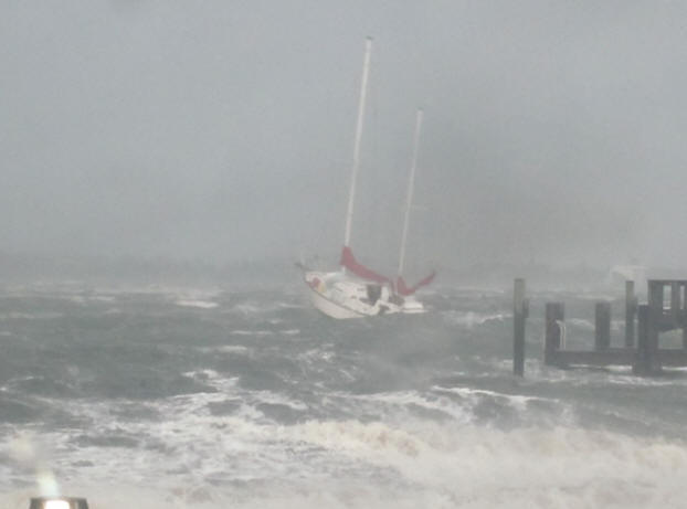 Sailboat in the storm near Melbourne